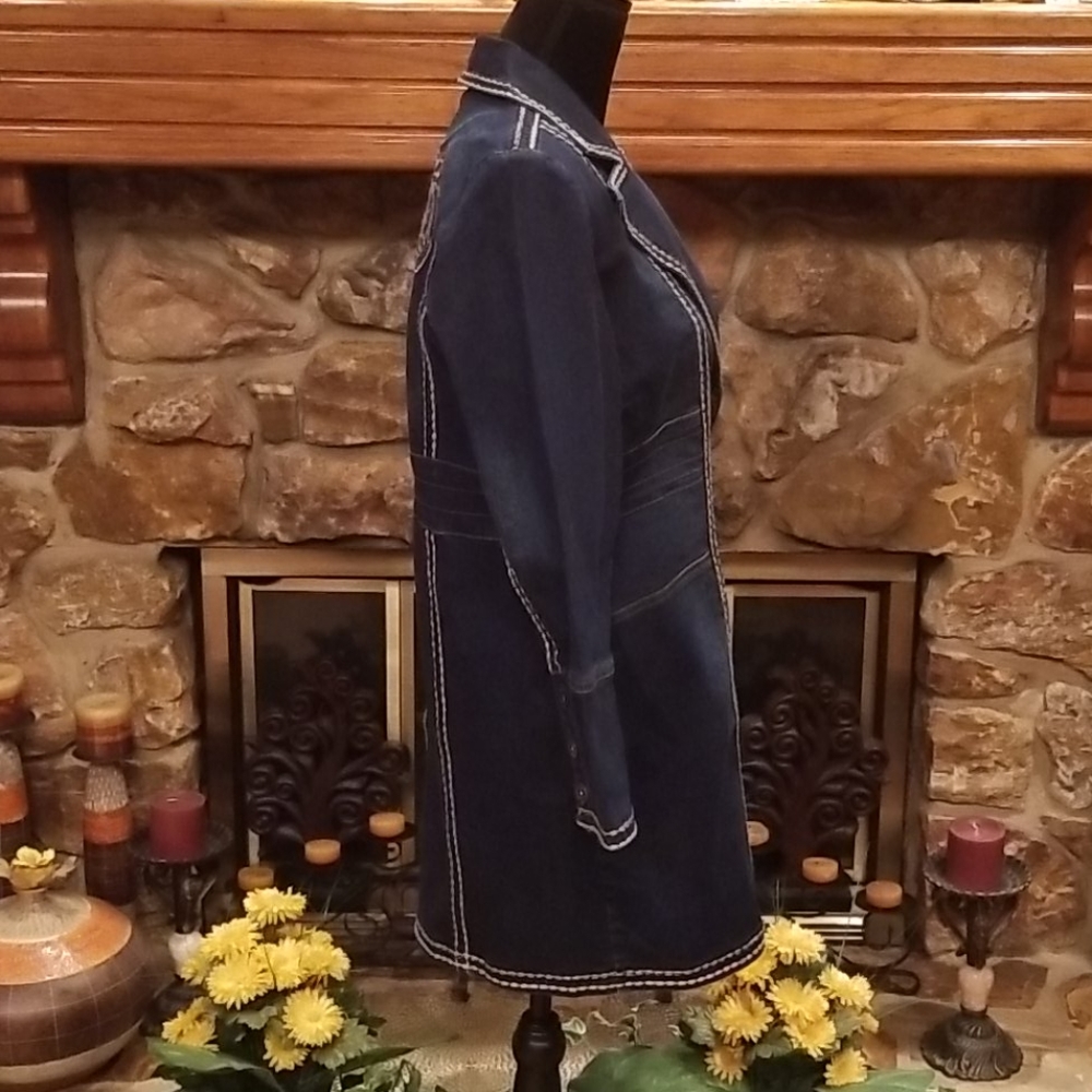 Midnight Velvet Denim Long Jacket - Picture 4 of 14